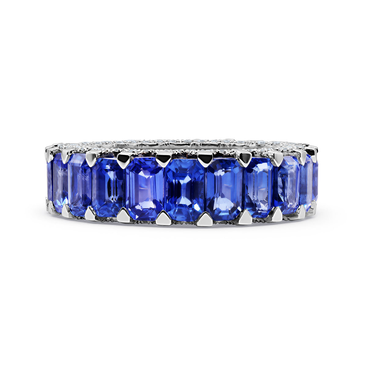 Blue Gemstone & Diamond Eternity Band