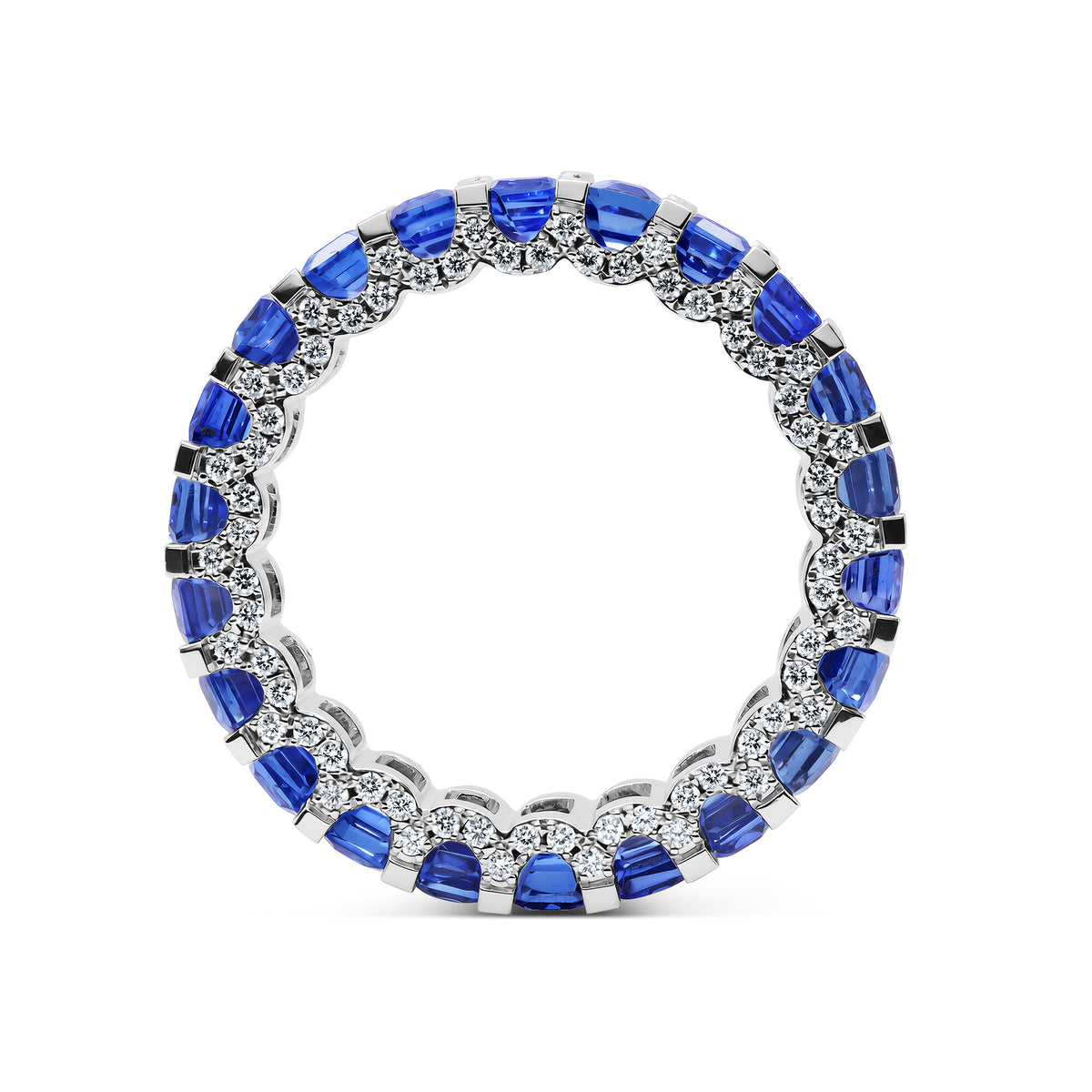 Blue Gemstone & Diamond Eternity Band - alternate view