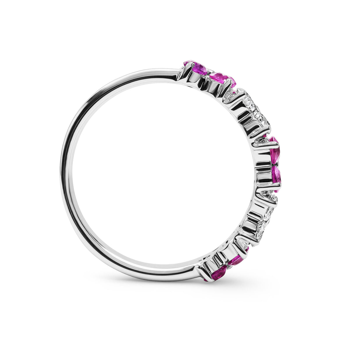 Pink Gemstone & Diamond Floral Band