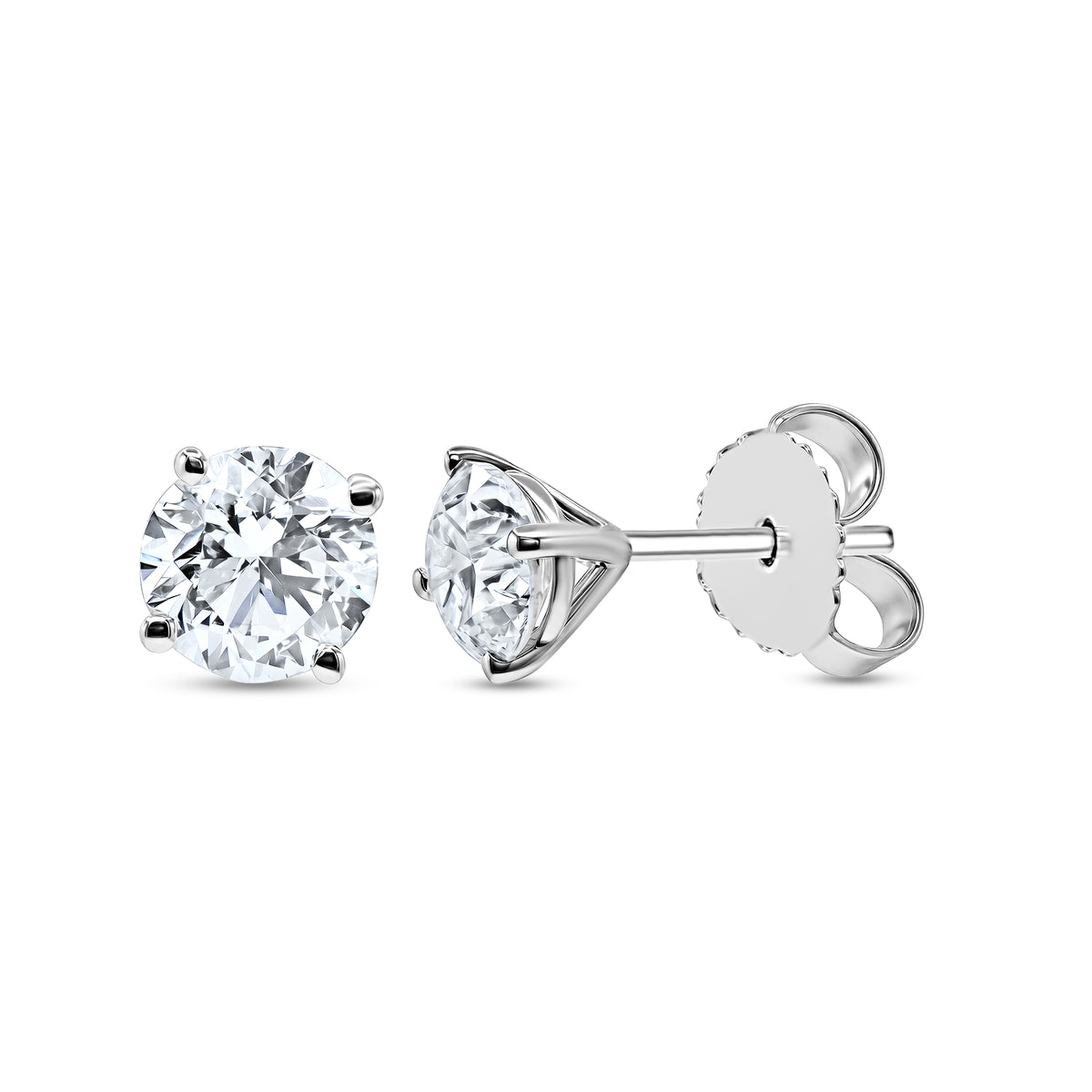 1.50 CTW Round Diamond Stud Earrings - alternate view