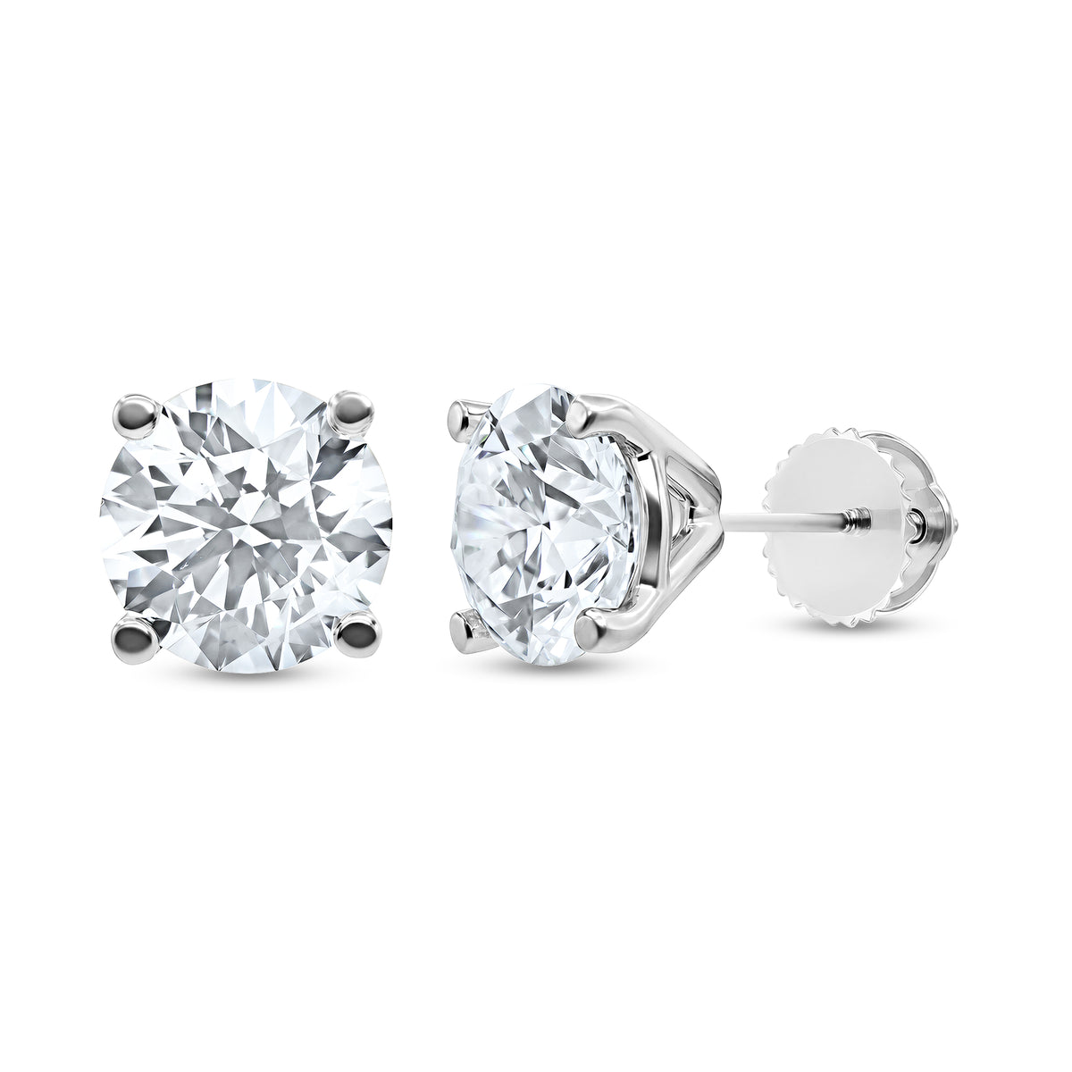 4.15 CTW Round Diamond Stud Earrings