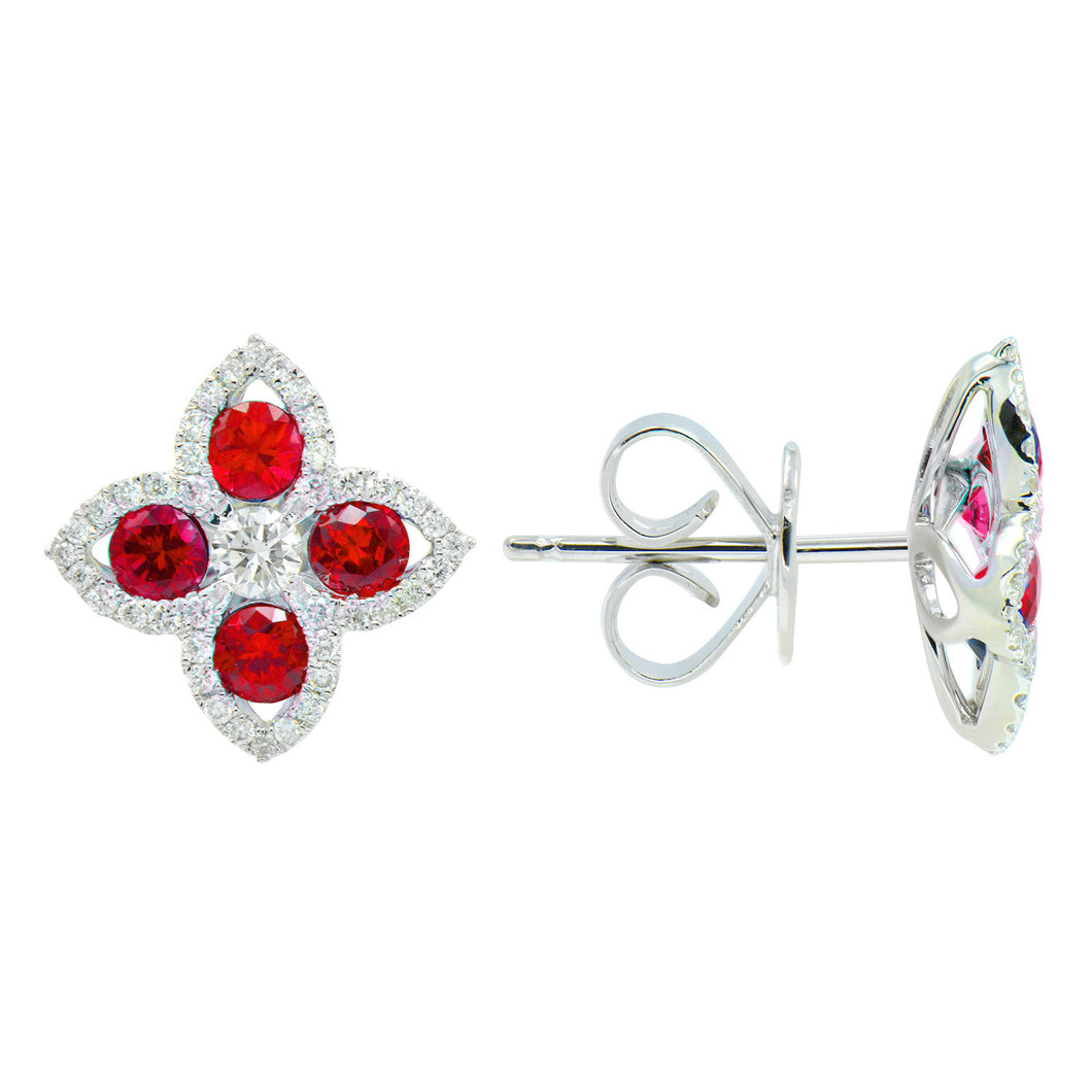 Diamond and ruby earrings (SKU E106)