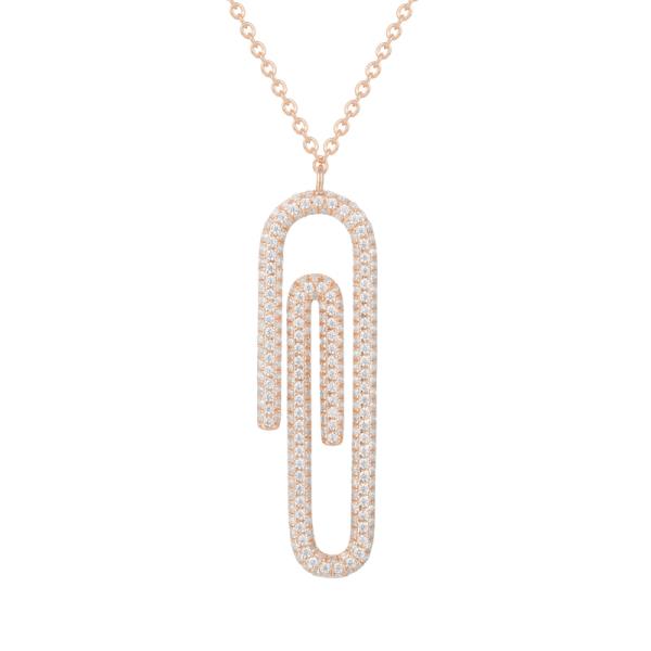 Diamond paper clip necklace (SKU N024)