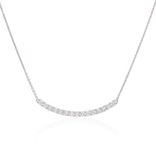 Load image into Gallery viewer, One handmade 18k white gold diamond necklace featuring round brilliant cut diamonds weighing ,89 carats total of F color, VS2 clarity, and of excellent cut and brilliance. 
