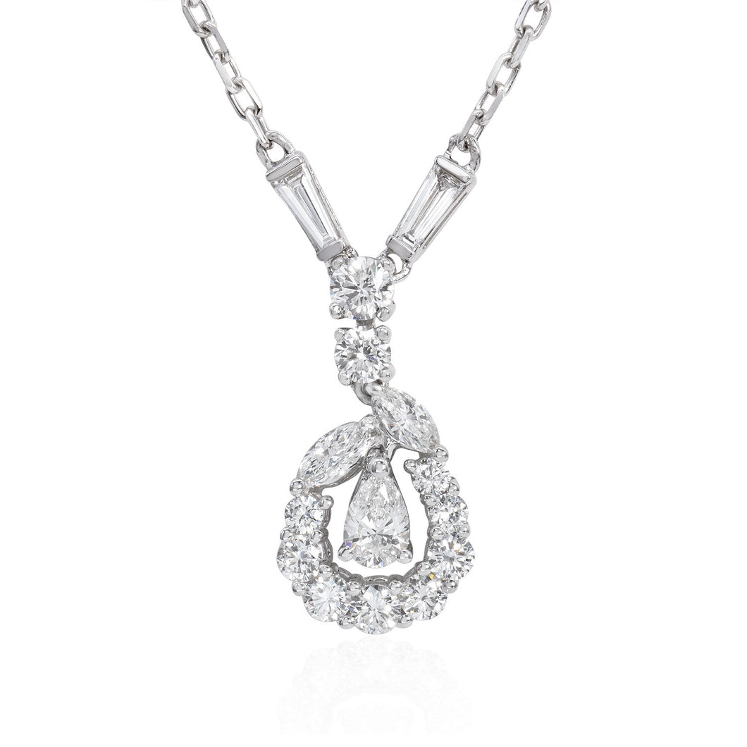 Diamond pear shape necklace (SKU N061)