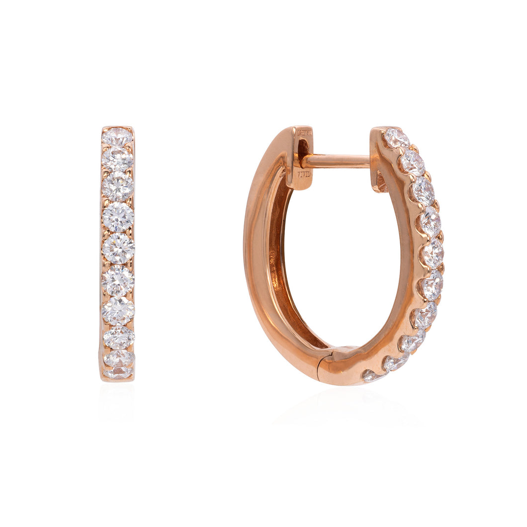 Rose gold diamond hoop earrings (SKU E049)