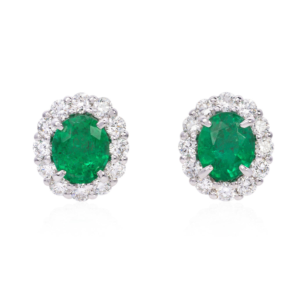 Diamond and emerald earrings (SKU E062)