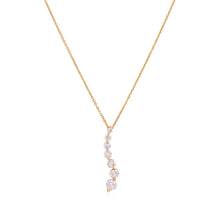 Load image into Gallery viewer, 14k yellow gold diamond journey necklace featuring round brilliant cut diamonds weighing 1 carat total of G color, SI clarity.
