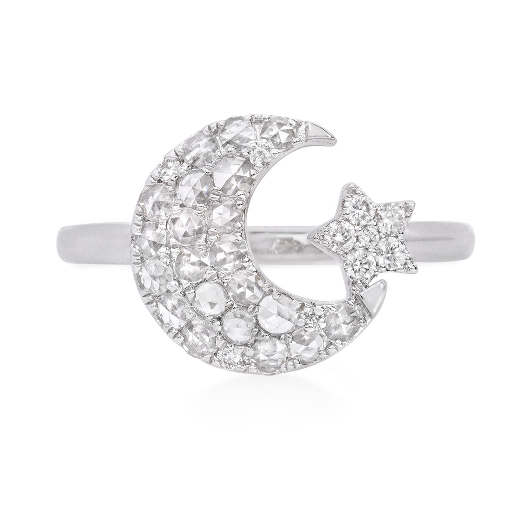 Moon and star crescent ring (SKU R060)