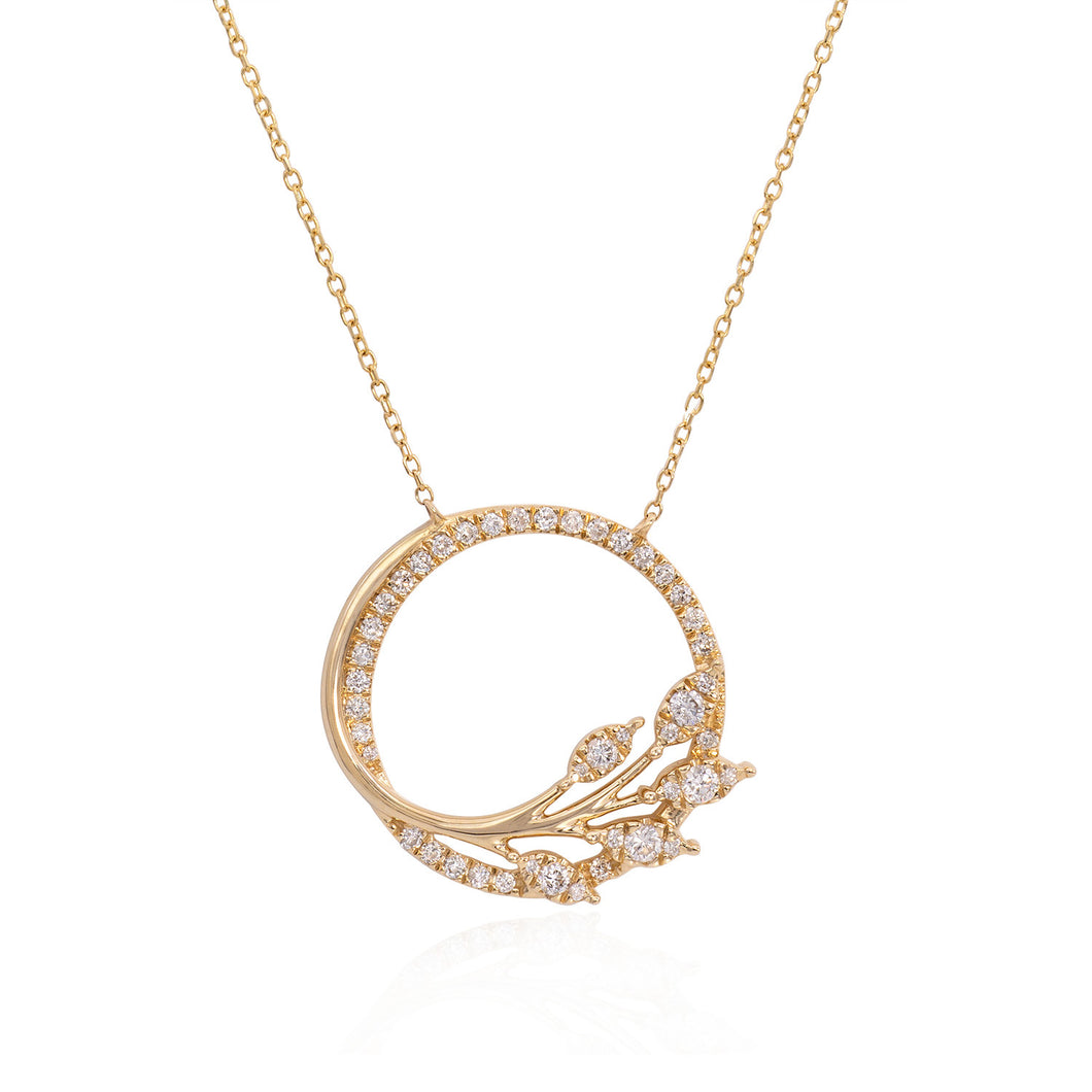 Diamond yellow gold pendant necklace (SKU N081)