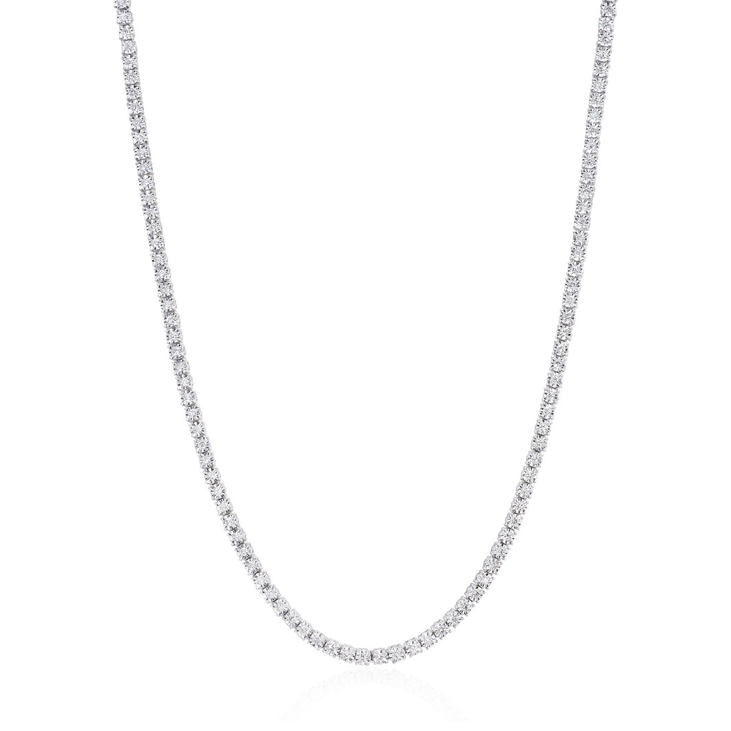 14k white gold tennis necklace (SKU N077)