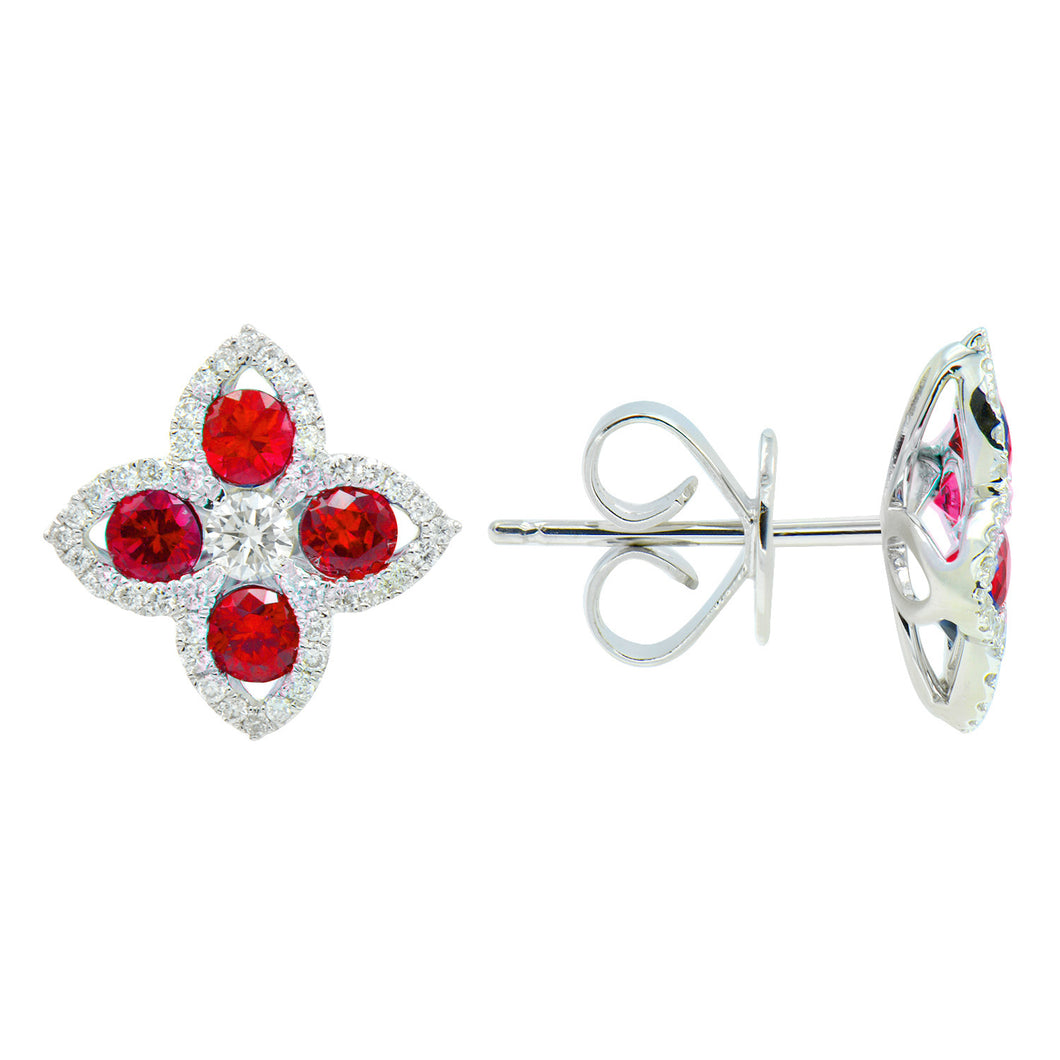 Diamond and ruby earrings (SKU E057)