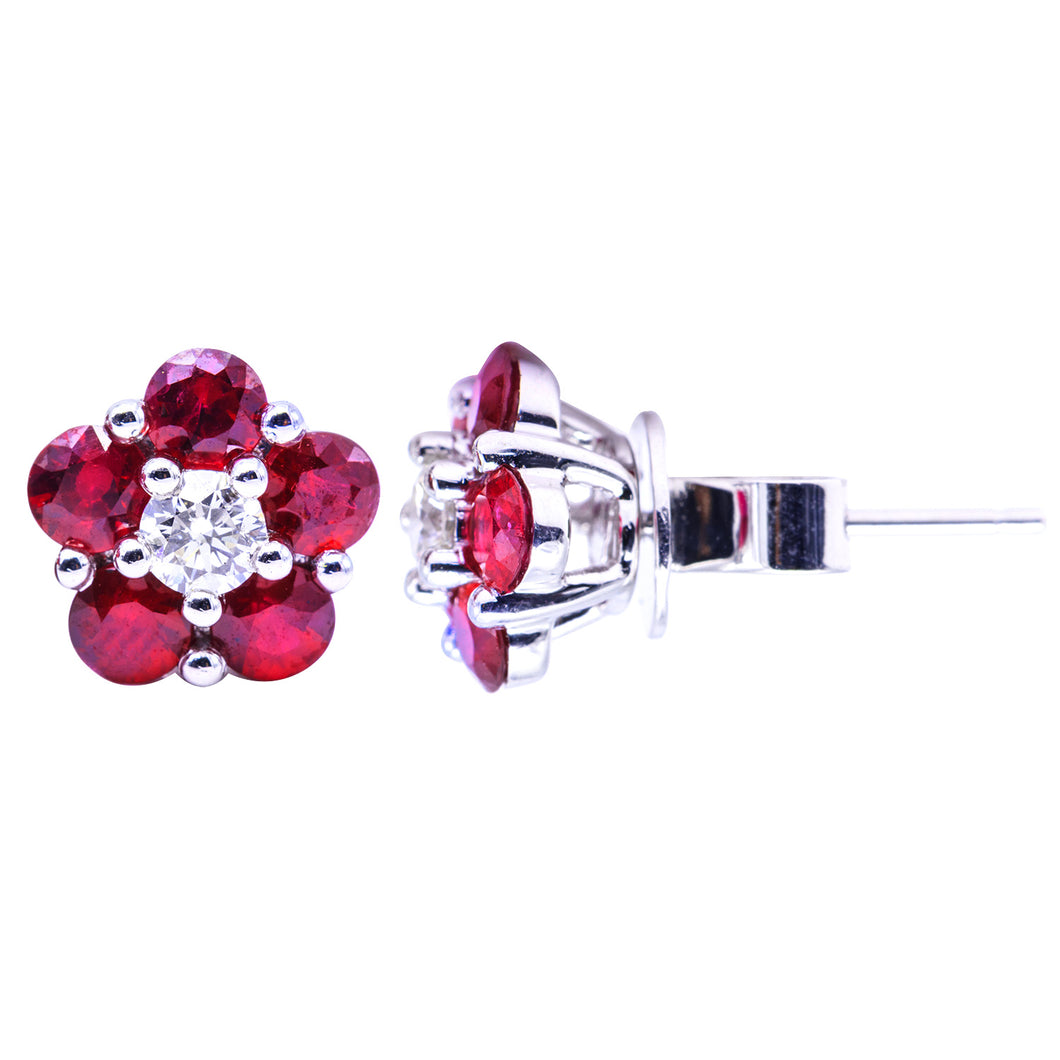 Diamond and ruby earrings (SKU E058)