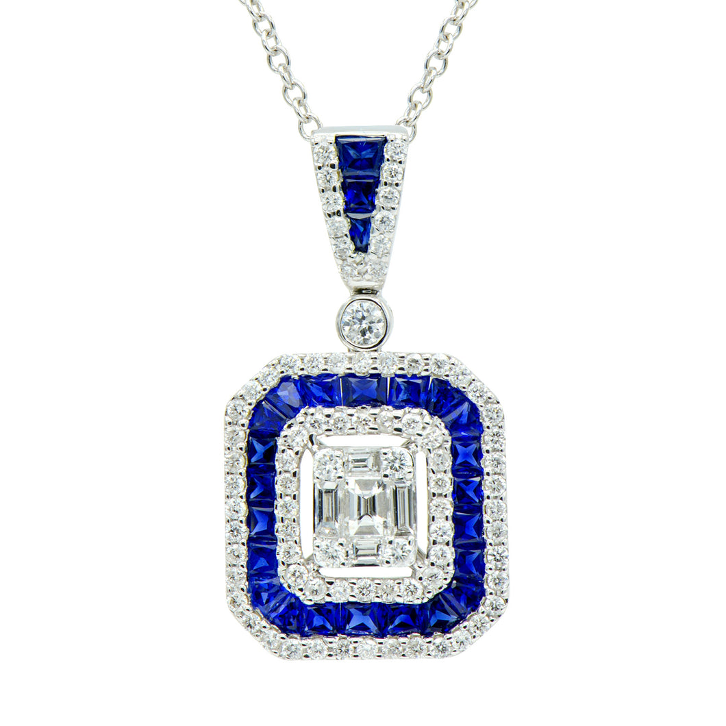 Diamond and sapphire pendant necklace (SKU N052)